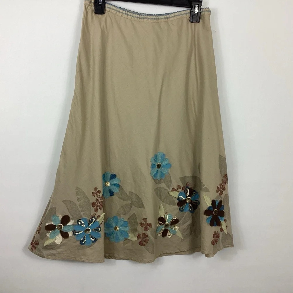 J. Jill Floral Applique Skirt Size Small